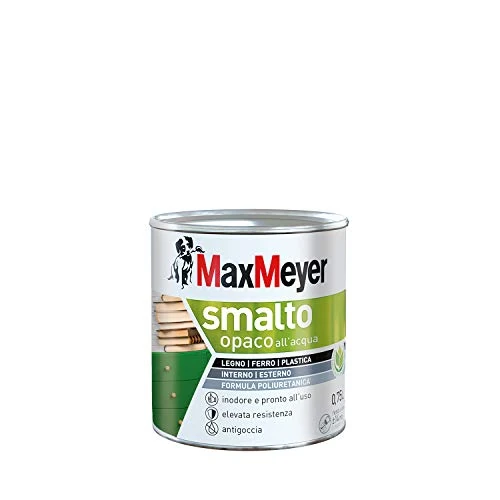 Offerta a tempo: Maxmeyer Smalto All'Acqua Poliuretanico Opaco Bianco 0,75 L - 39% da 30.90 € a 18.90 €