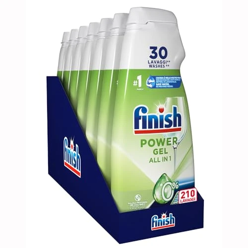 Finish Dishwasher Detergent, 210 Washes, Powergel, 0%, 7 Packs of 30 Washes