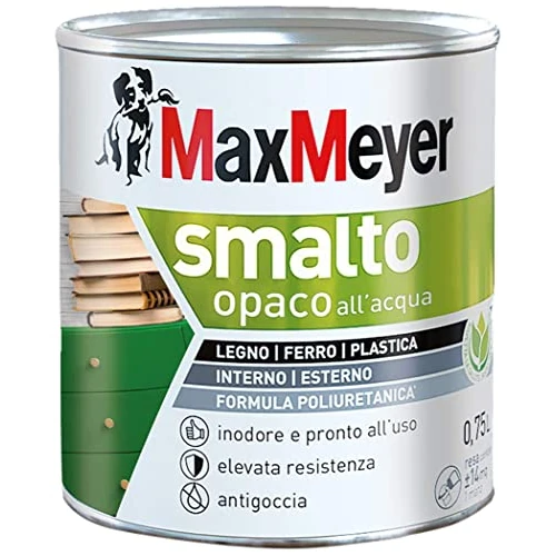 Offerta a tempo: Maxmeyer Smalto All'Acqua Poliuretanico Opaco Nero 0,75 L - 42% da 30.90 € a 17.90 €