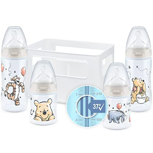 Oferta limitada: NUK Disney Winnie The Pooh First Choice + Baby Bottle Starter Set 4 biberones anticólicos (2 de 150 ml y 2 de 300 ml) con control de temperatura, caja de tetina de silicona BPA de 30.99 EUR a 30.99 EUR (ahorro 0%)