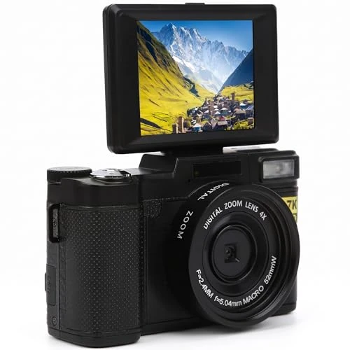 Tijdelijke aanbieding: Digitale Camera Vlogcamera met 3 "180 graden rotatie Flip LCD-scherm, Full HD 2,7K 48 MP Vlog-camera Camcorder Ingebouwde 800 mAh batterij voor bruiloften, verjaardagscadeau van 16.93 € naar 16.93 € (0.00% korting)