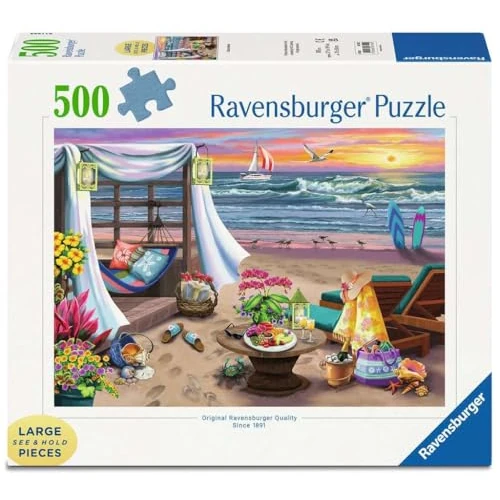 Offerta a tempo: Ravensburger - Puzzle 500 Pezzi Serata In Spiaggia, Puzzle Adulti 70x50cm - 0.00% da 9.99 € a 9.99 €
