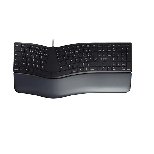 Offerta a tempo: CHERRY KC 4500 ERGO, Tastiera Ergonomica, Layout per la Francia (AZERTY), Con Filo, Poggiapolsi Imbottito con Memory Foam, Tastierina Arcuata, Nero - 56% da 55.99 € a 24.63 €