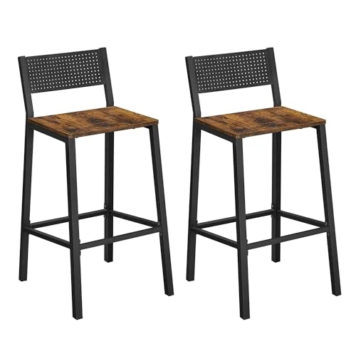 Offerta a tempo: VASAGLE Sgabelli Cucina, Set da 2, Sgabelli da Bar, Sgabelli Alti per Cucina Sala da Pranzo Studio, Stile Industriale, Marrone Vintage e Nero LBC070B01 - 12% da 79.99 € a 70.54 €