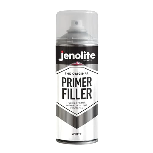 Offre limitée : JENOLITE Peinture d'apprêt de remplissage en aérosol | BLANC | Apprêt flexible avec des propriétés de remplissage élevées | Remplit les petites bosses et rayures pour une finition lisse | 400ml de 19.99 € à 19.99 € (0.00% de remise)
