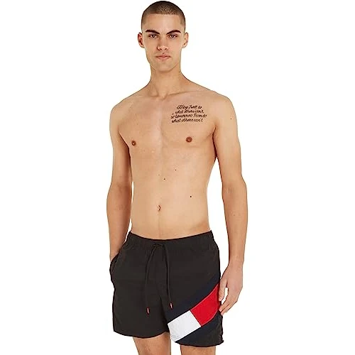 Limited-time offer: Tommy Hilfiger Men’s SF Medium Drawstring Mid Length Swim Shorts, Black (Black), M from 55.00 GBP to 34.98 GBP (save 36%)