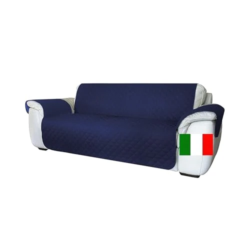 Moonange - 3-Seater Sofa Cover with Armrests - 165 cm Seat - Waterproof - Reversible - Non-Slip - Stain Resistant - Scratch Resistant - Pet Hair Resistant - Modern Sofa Cover - Blue