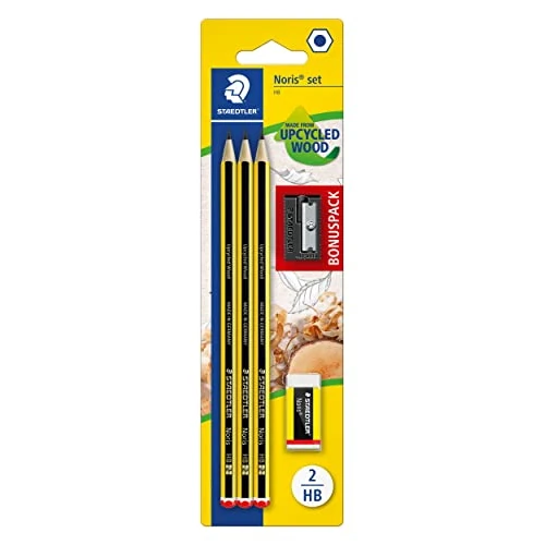 Limited-time offer: Staedtler Noris HB Hexagonal Pencils Set of 3 Incredibly Shatterproof Pencils 1 Sharpener 1 Eraser High Quality Made in Germany 120 SBK3P1 from 5.60 GBP to 5.60 GBP (save 0%)