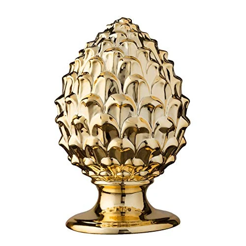 Offerta a tempo: Baroni Home Pigna Siciliana Colorata, Pigna Decorativa in Porcellana Dipinta a Mano, Soprammobile Salotto e Ufficio, 12x12x18 cm (M), Oro - 42% da 24.99 € a 14.39 €