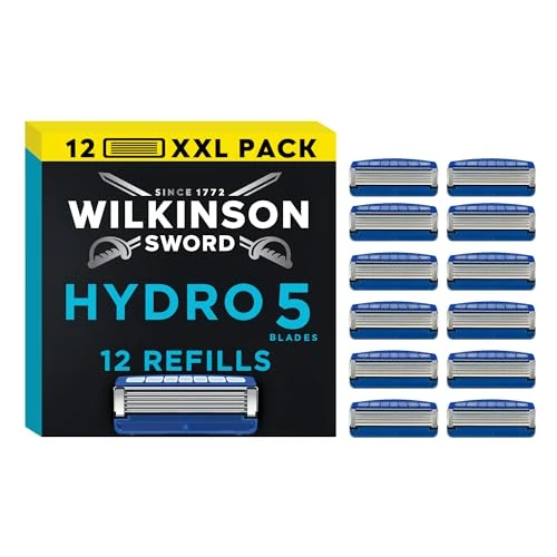 Offre limitee: Wilkinson Sword Hydro 5 Lot de recharges de rasoirs pour hommes, idéal pour les trousses de toilette des hommes, parfait pour le rasage quotidien et les vacances, lot de 12 lames de rasoir de rechange de 29.95 EUR a 25.93 EUR (economie 13%)