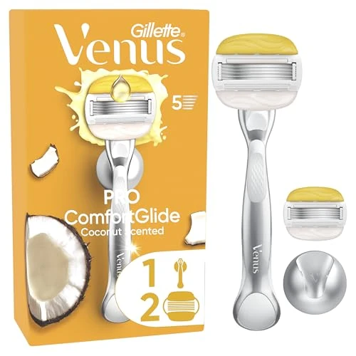 Venus Deluxe Comfortglide Shaver for Women, Coconut, Gentle Shave, 1 x Shaver + 1 Extra Blade [Official]