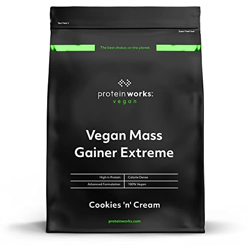 THE PROTEIN WORKS - Vegan Mass Gainer Extreme | High Calorie Protein Powder | Weight Gainer | Vitamins & Minerals | 5 Shakes | Cookies 'n' Cream | 1kg