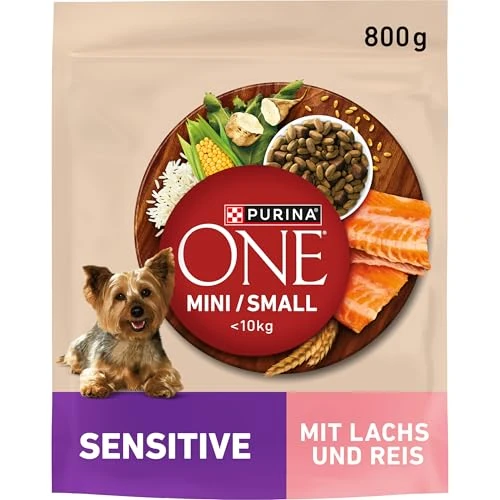 Offerta a tempo: PURINA ONE Mini/Small Delicate cibo secco per cani di piccola taglia, ricco di salmone e riso, confezione da 8 (8 x 800 g) - 0% da 25.98 € a 25.98 €