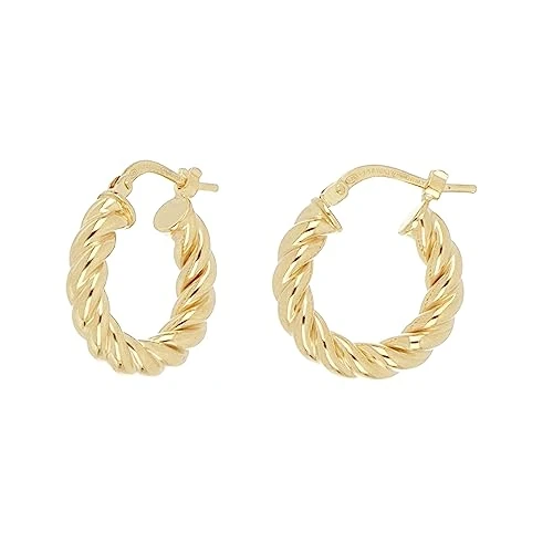 Offerta a tempo: Del Pia, Orecchini Modello Attorcigliato in Oro 18kt e Argento Sterling 925 (Giallo, 10mm) - 0% da 55.20 € a 55.20 €