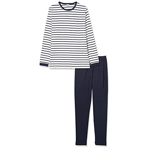 Petit Bateau Pyjama Garçon, Blanc Marshmallow/Bleu Smoking, 16 Ans