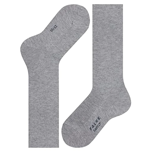 FALKE Family K KH algodón sostenible largo unicolor 1 par, Calcetines largos Unisex niños, Gris (Light Grey 3400) nuevo - ecológico, 19-22