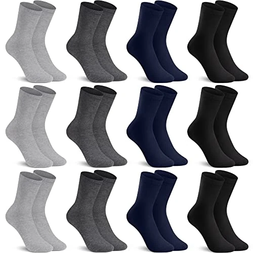 Oferta limitada: L&K-II 12 Pares Calcetines largos Hombre& Mujer Calcetines Deporte Business Unisex Basic 2027 azul marino+Gris+Negro 43-46 de 15.19 EUR a 15.19 EUR (ahorro 0%)