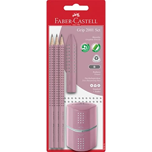 Oferta limitowana: FABER-CASTELL 580073 – zestaw ołówków Grip 2001, 5-częściowy z 3 ołówkami, gumką i temperówką, rose shadows z 35.29 zł na 35.29 zł (oszczędź 0.00%)