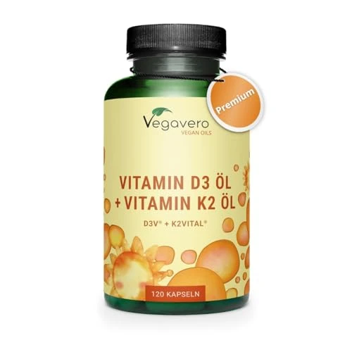 Tijdelijke aanbieding: Vegavero VITAMINE D3 K2 capsules | Veganistisch en natuurlijk | D3+K2-olie met 1000 IE D3 en 100 µg K2 MK7 per capsule | 120 capsules van 22.99 EUR naar 19.54 EUR (korting 15%)