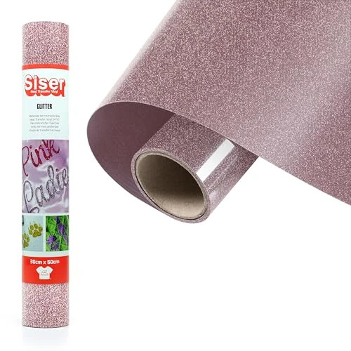 Offerta a tempo: Siser® Glitter Rose Gold, 30cm x 0,5mt, Vinile Termotrasferibile Termoadesivo Glitterato per la Personalizzazione dei Tessuti, Abbigliamento e Accessori, Hobby Creativi, Facile da Tagliare - 0.00% da 9.00 € a 9.00 €