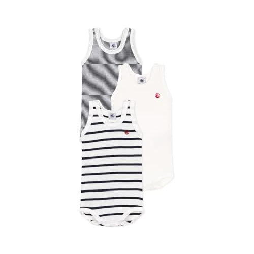 Petit Bateau Unisex Babies’Sleeveless Body (Pack of 3) , Variant 1, 6 months