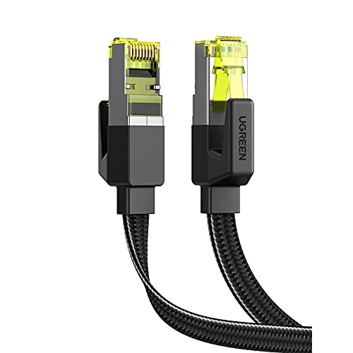 UGREEN Ethernet Cable Flat Cat 7 Network Cable Braided 10Gbps 600MHz POE LAN RJ45 Gigabit Internet FTP Compatible with Xbox One PS5 PS4 Sky Box Ethernet Adapter Switch Patch Panel Modem Router (10M)