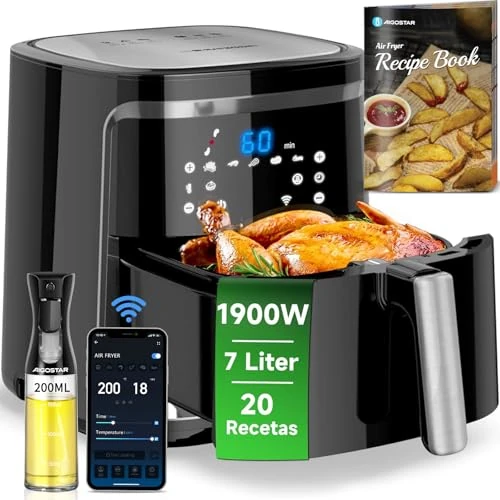 Oferta limitada: Aigostar Cube Smart - Freidora de aire inteligente sin aceite, Conexión Wifi, 1900W, 7L, Modo manual, Pantalla LED táctil, 7 funciones preestablecidas + mantener caliente y modo manual, Libre de BPA de 59.99 € a 59.99 € (ahorro 0.00%)