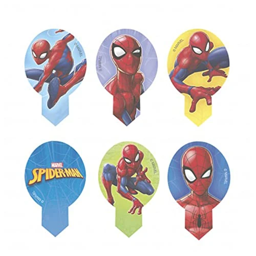 Offerta a tempo: Dekora - Dekorapin Decorazioni Torta Cialda per Torta | 20 Cake Topper Edibili di Spiderman il Uomo Aragna - Dimensioni 6,5x4cm - 0.00% da 6.03 € a 6.03 €