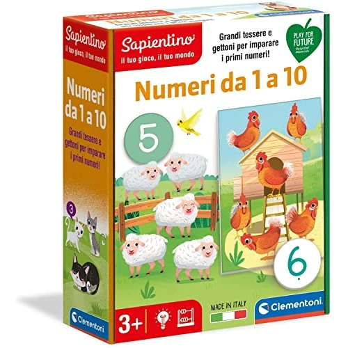 Clementoni - Numbers from 1 to 10 Sapientino Educational Game, Multicoloured, 3 Years