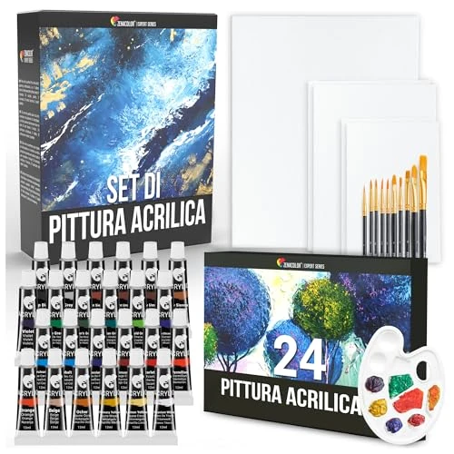 Oferta limitada: Set Pinturas (40 piezas) Zenacolor - 24x12ml Pinturas acrilicas, 5 lienzos para Pintar, 10 Pinceles, 1 Paleta - Set para Artistas de 21.99 € a 21.99 € (ahorro 0.00%)