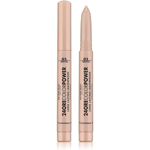 Deborah Milano Lidschatten 24 Stunden Color Power Waterproof, N.2 Light Gold, Lidschatten mit Stick, hoher Halt