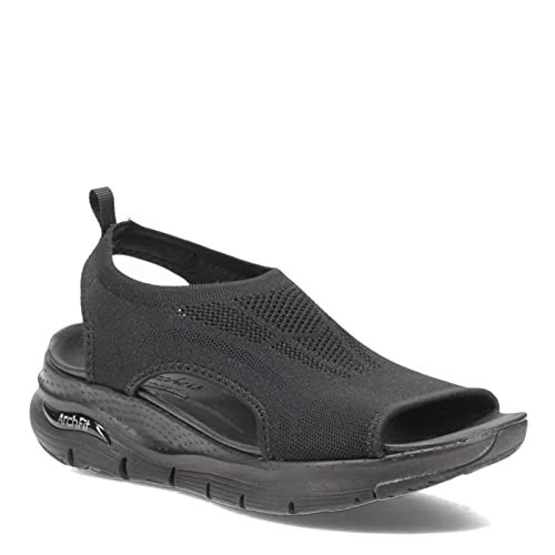 Skechers Arch Fit City Catch Mujer Sandali, Black Knit, 37 EU