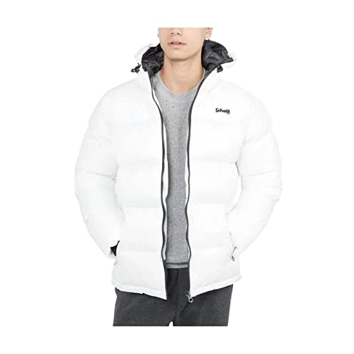 Schott NYC IDAHO2, Piumino con Cappuccio con Cerniera Unisex - Adulto, Bianco, S