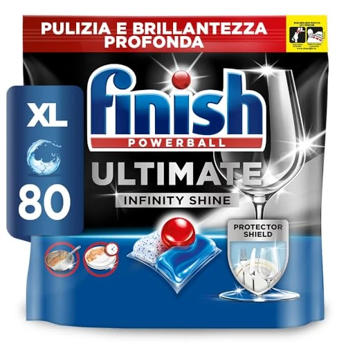 Oferta limitada: Finish Powerball Ultimate Infinity Shine, pastillas para el lavavajillas con poder quitagrasas y protección del cristal, 80 pastillas de 26.49 EUR a 24.98 EUR (ahorro 6%)