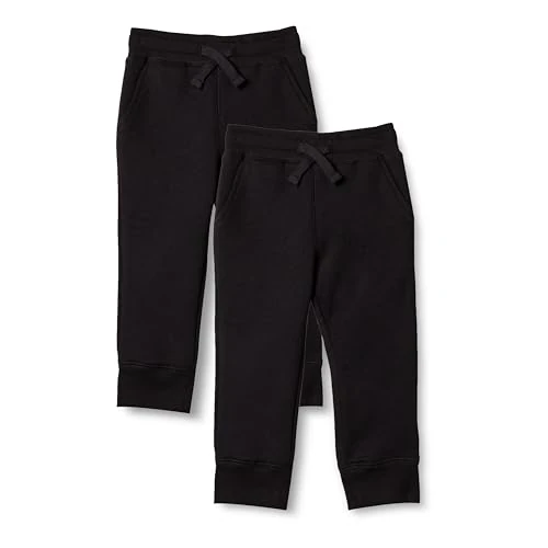 Amazon Essentials Pantalon de Jogging en Polaire Garçon, Lot de 2, Noir, 11-12 ans
