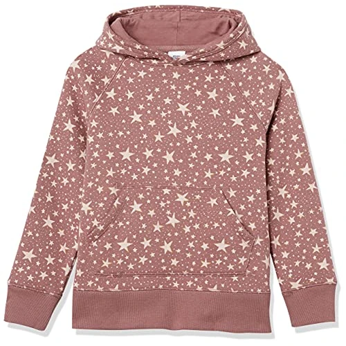 Amazon Essentials Girls' Pullover Hoodie Sweatshirt, Mauve Stars, 6-7 Years
