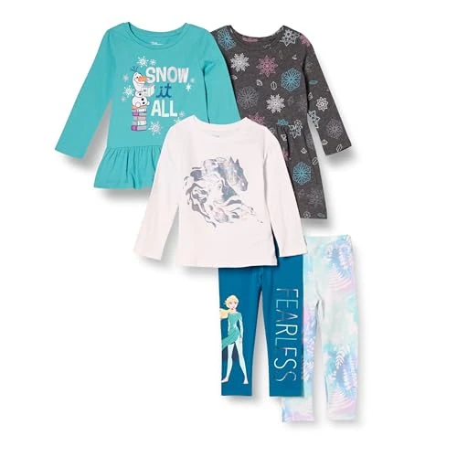 Amazon Essentials Disney | Marvel | Star Wars | Frozen | Princess Girls' Mix-and-Match Outfit Sets, Pack of 5, Frozen 2 Fearless, 6-7 Years