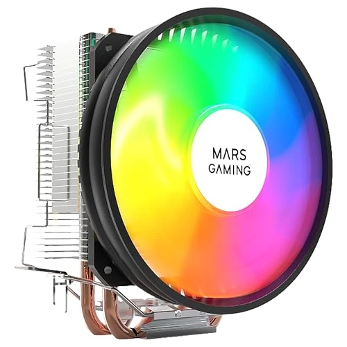 Mars Gaming MCPUARGB, Disipador CPU 130W TDP, 2x Heatpipes HCT, Ventilador 90mm Auto CHROMA RGB, Silencioso PWM, Multisocket Intel y AMD