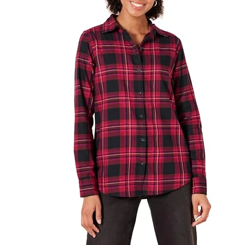 Offerta a tempo: Amazon Essentials Camicia da Donna in Flanella Scozzese Leggera a Maniche Lunghe con vestibilità Classica, Nero Rosa Chelsea Tartan, XL - 30% da 20.50 € a 14.30 €