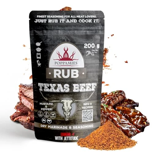 Oferta limitada: Sazonador Poppamies Texas Beef - Adobo seco y Condimento para Carne de res, Cerdo - Ideal para Parrilla, Barbacoa, Horno - Paquete Grande (200 g) de 9.99 € a 9.99 € (ahorro 0.00%)