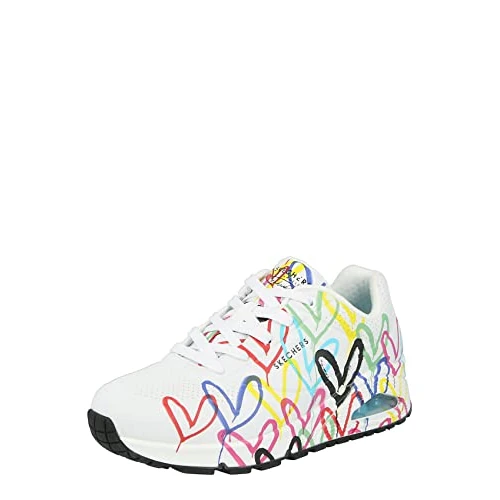 Offerta a tempo: Skechers Donna Uno Spread The Love Trainers, White Durabuck W Multi Color Heart Print/Mesh, 41 EU - 48% da 99.95 € a 51.99 €