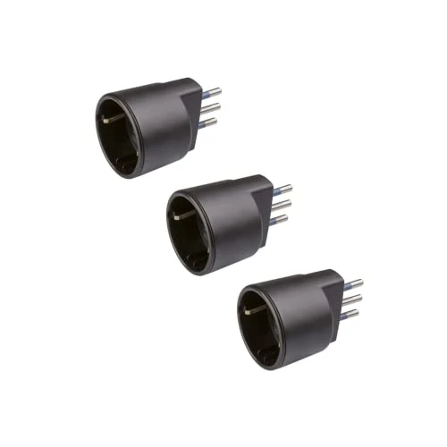 POLYPOOL - Schuko-Buchse Adapter Deutsche Buchse Stecker 10A 2L+PE und Buchse 10-16A 2L+PE (italienischer Standard 10A und deutscher Standard 16A mit seitlicher Erdung) 3 schwarze Adapter - PP0433.13