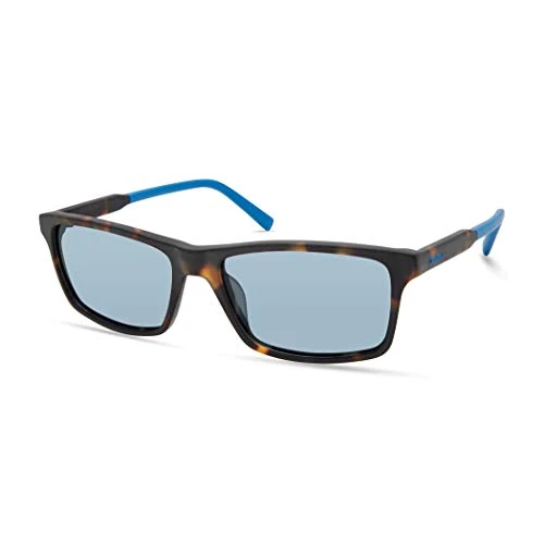 Timberland Homme TBA9268, Lunettes de Soleil légères et décontractées, Forme de lentille rectangulaire, Verres polarisés fumés, Havane foncé, Mate Carey, 56