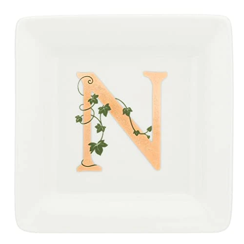 LA PORCELLANA BIANCA PB White Porcelain - Square Saucer Letter N - Home Furniture, Kitchen - Adorato Line - Gift Idea - Porcelain - 10x10xh1,5 cm