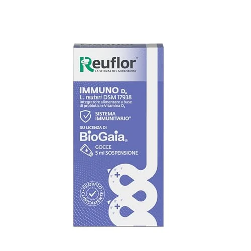 Offerta a tempo: Reuflor® Immuno D3 Gocce da 5 ml| Integratore Alimentare Probiotico con Fermenti Lattici e Vitamina D3| Favorisce l’equilibrio della flora intestinale e sostiene il sistema immunitario - 18% da 19.20 € a 15.73 €