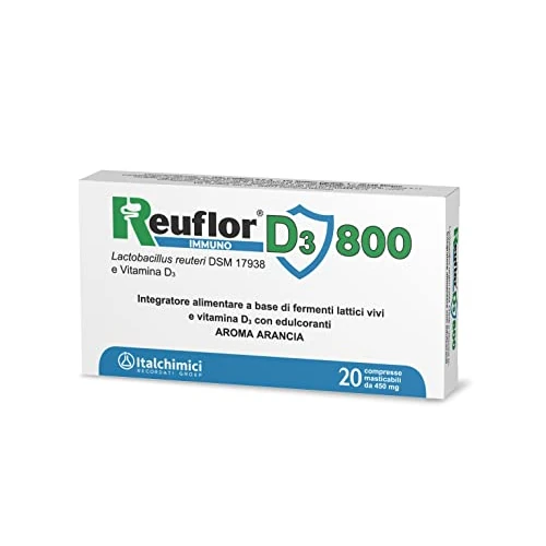 Reuflor® Immuno D3 800 tabletten | Voedingssupplement op basis van levende melkferenten en vitamine D3 | ondersteunt het immuunsysteem | Probioticum voor volwassenen en kinderen | Verpakking van 20