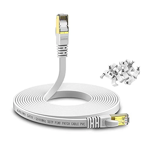 Zeitlich begrenztes Angebot: KASIMO CAT 8 Lan Kabel 30m Flach 40 Gbits / 2000MHz – Netzwerkkabel Cat 8 Gigabit - Ethernet Kabel mit vergoldetem RJ45 Patchkabel Weiß von 35.98 € auf 35.98 € (0.00% Rabatt)
