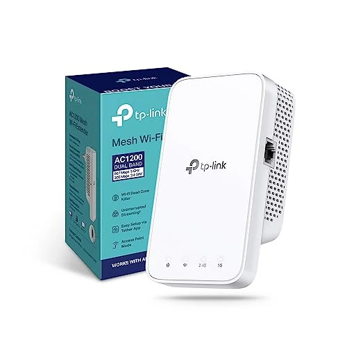 TP-Link RE330 WiFi Repeater, AC1200 Amplifier, Extender up to 120 m2, Powerful Repeater with Ethernet Port, EasyMesh, Compatible with All Internet Boxes