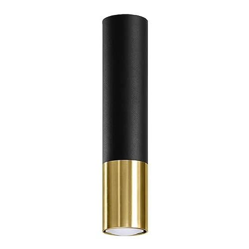 Offerta a tempo: SOLLUX lighting Lampada da Soffitto - Lampadario in Acciaio - 1 Paralume - Lampada LED - Nero Oro Loopez - 7% da 36.60 € a 34.01 €