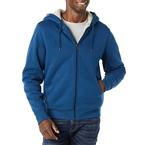 Offerta a tempo: Amazon Essentials Felpa con Cappuccio e Cerniera Integrale in Pile Foderata in Sherpa Uomo, Blu Scuro, XS - 0.00% da 15.68 € a 15.68 €
